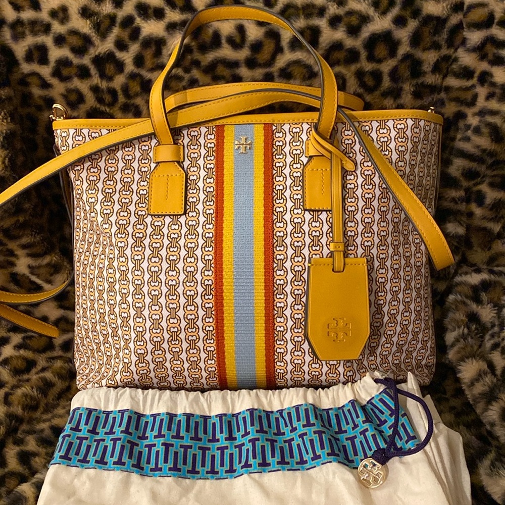 Tory Burch Gemini Link Canvas small tote